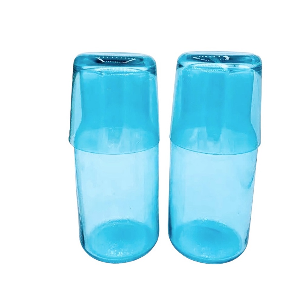 2 Jonathan Adler BIBA Tumble Up Water Bedside Carafe Set Blue Glass FabFitFun
